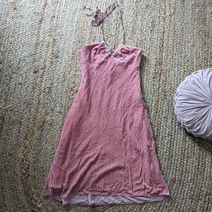 Y2K Pink Velvet Halter Dress, Laundry by Shelli Segal